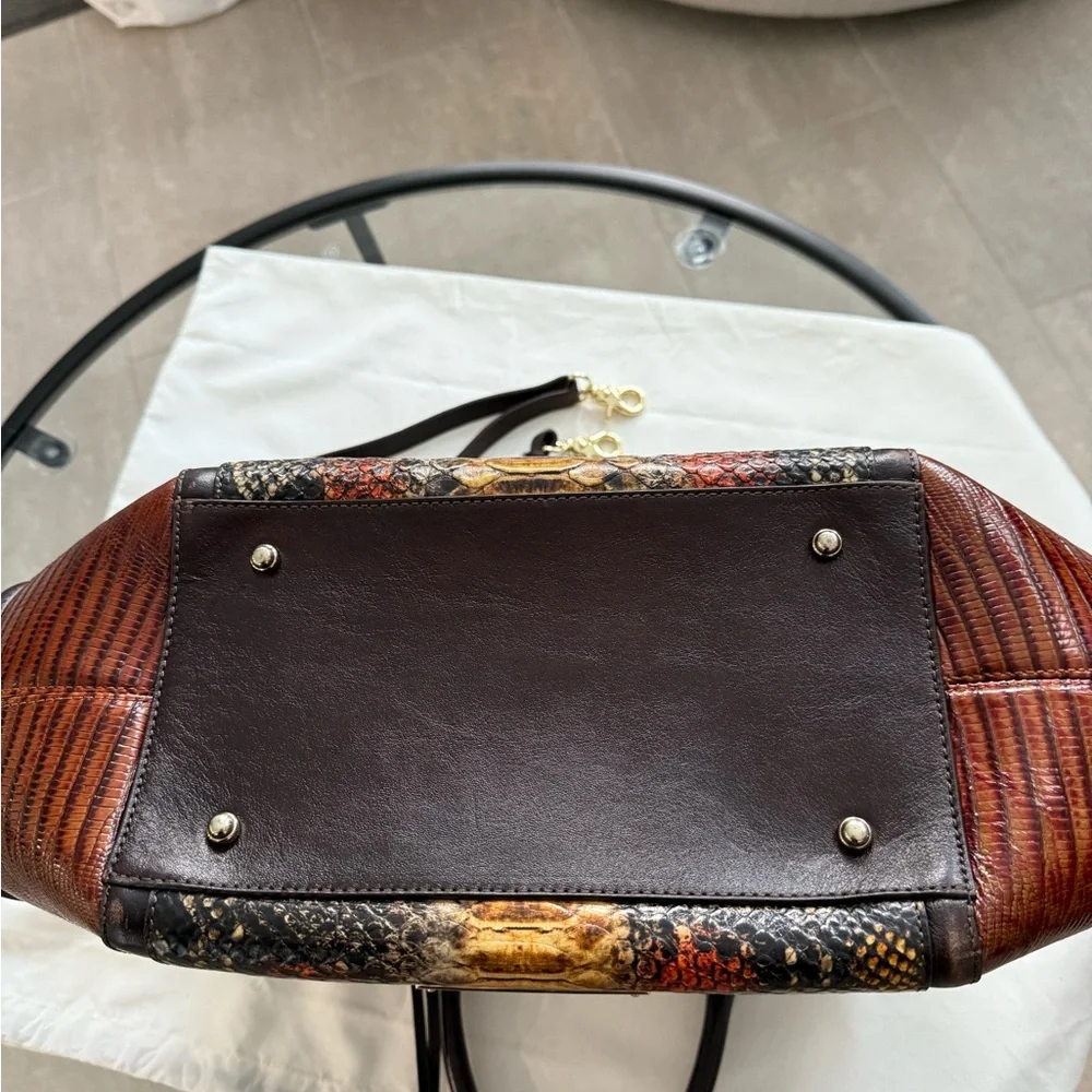 BRAHMIN ARDEN SATCHEL ANGULAR STRUCTURED HANDBAG IN TOBACCO CARLISLE NEW